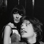 Baby Jane Holzer, model Peggy Moffitt and Mick Jagger at Holzer's apartment, NYC, winter 1964-65