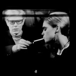 Andy and Edie Sedgwick on the Norelco monitor at The Scene nightclub, NYC, spring 1965