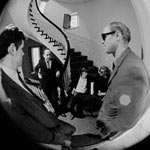 David Dalton, Ivan Karp, Chuck Wein, Andy and James Rosenquist at Leo Castelli Gallery, NYC, April 17th, 1965